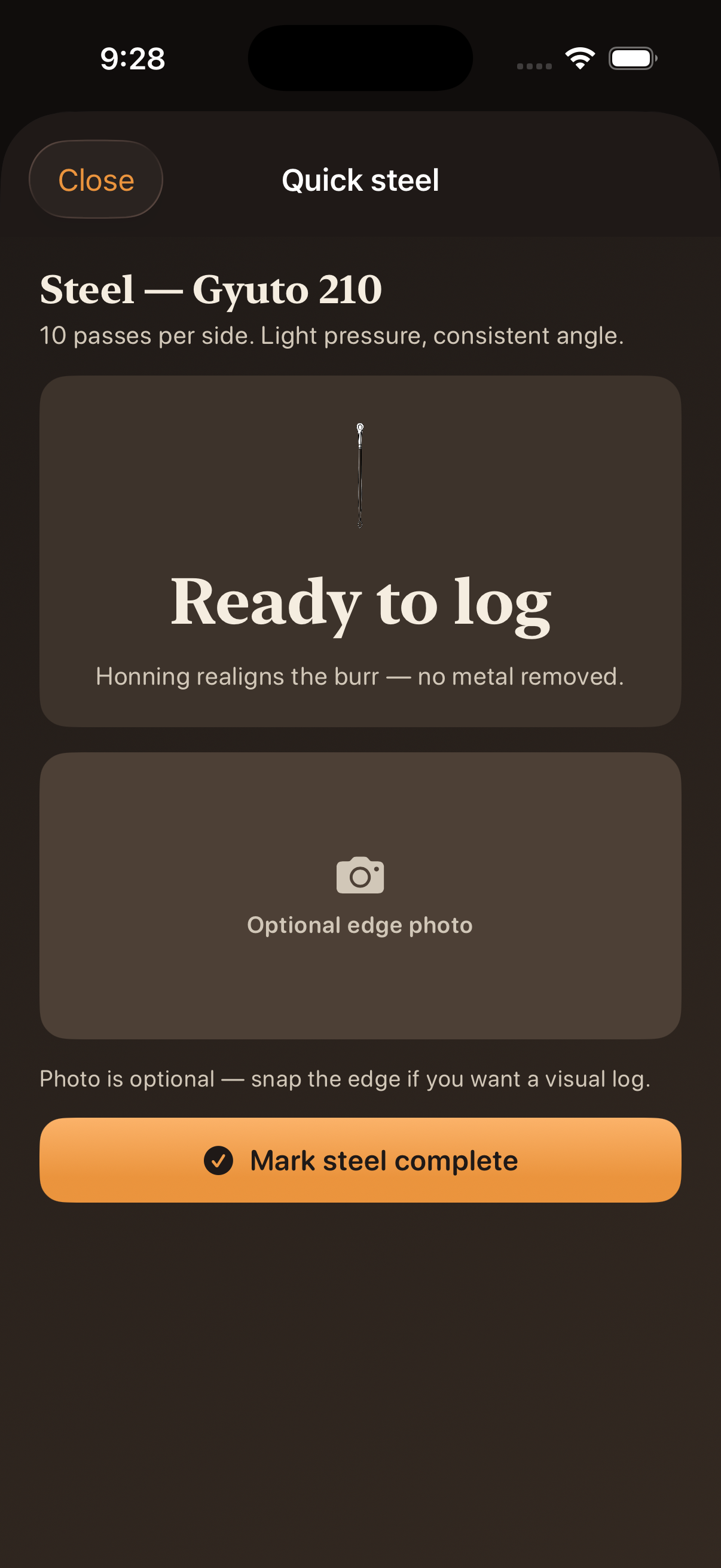 Quick steel timer screen